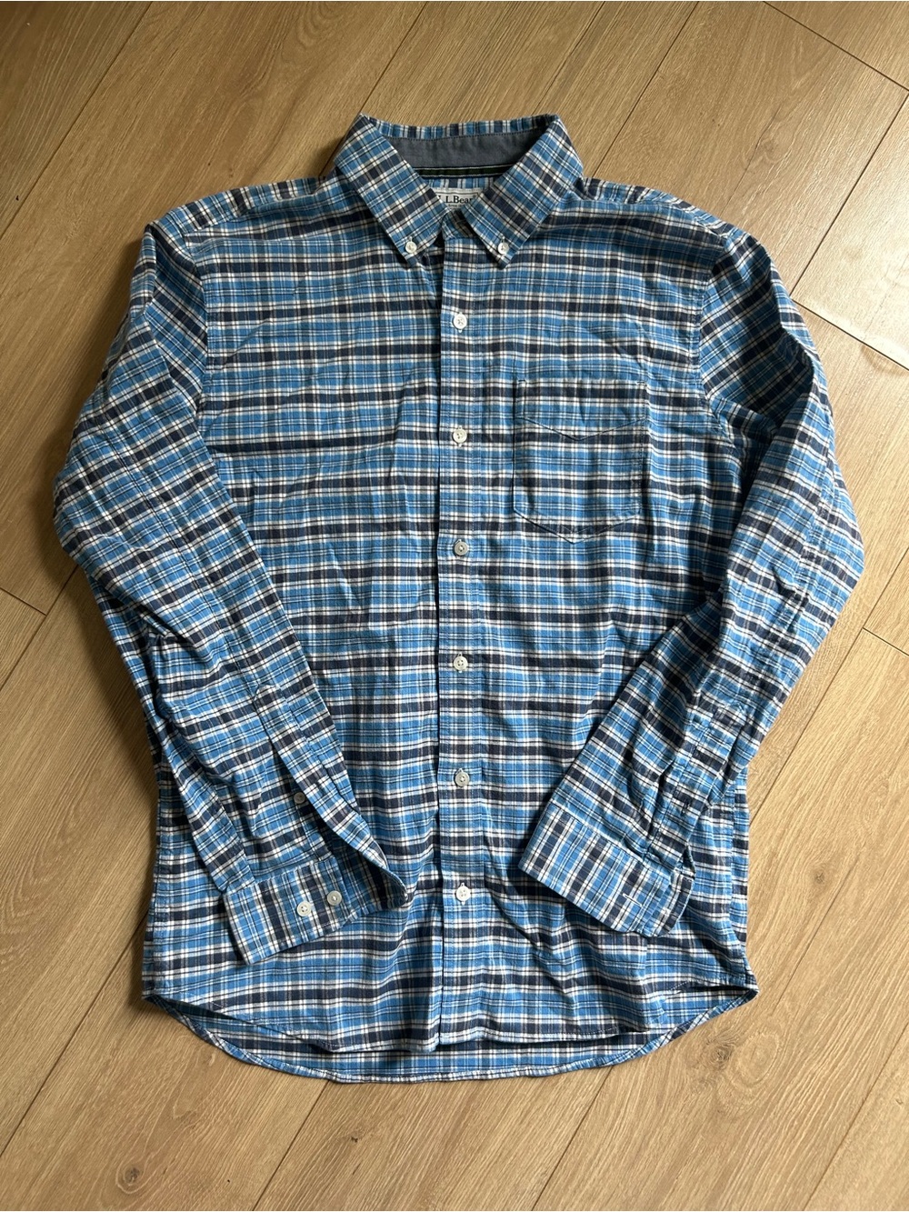 L.L. Bean Blue Plaid Button-Down Shirt